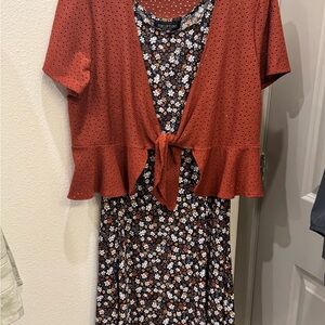 Perceptions Red and Black Floral Dress